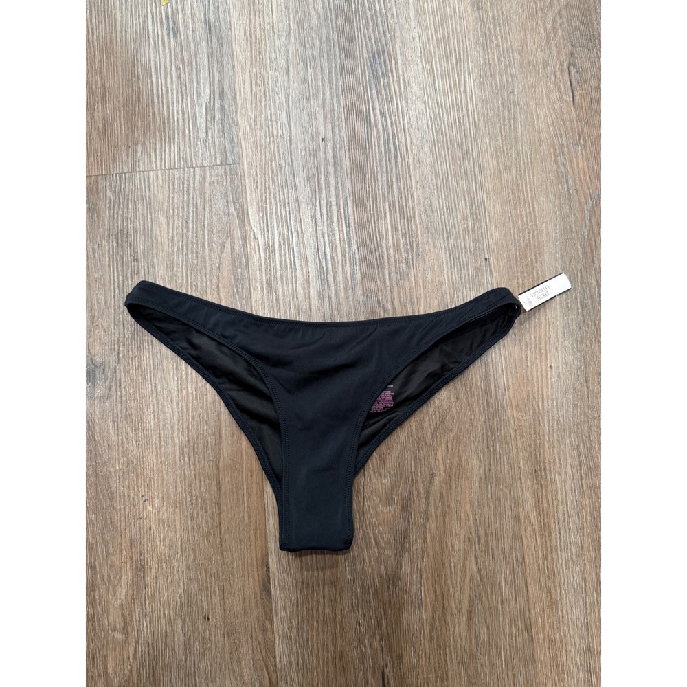 Victorias Secret The Itsy Bikini Bottom Black Ruched Cheeky Swim S 316936-093
